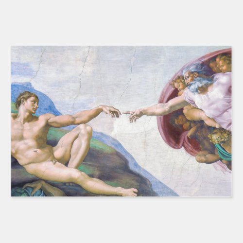 Michelangelo _ Creation of Adam Isolated Wrapping Paper Sheets