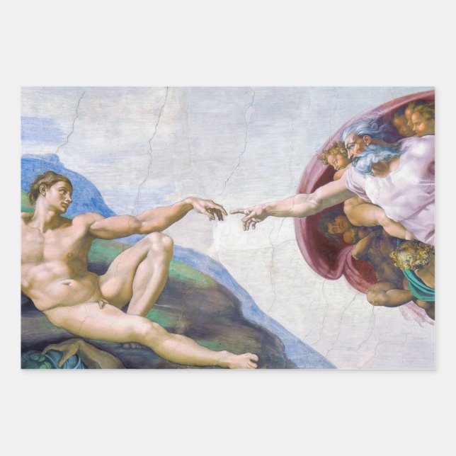 Michelangelo - Creation of Adam Isolated Wrapping Paper Sheets (Front)