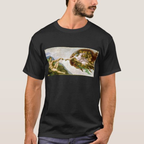 Michelangelo _ Creation of Adam Painting T_Shirt