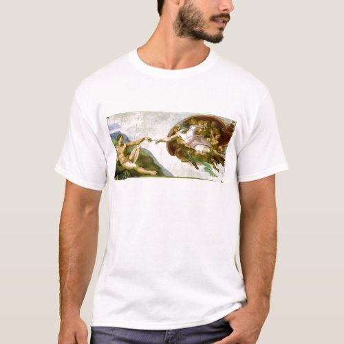 Michelangelo _ Creation of Adam Painting T_Shirt