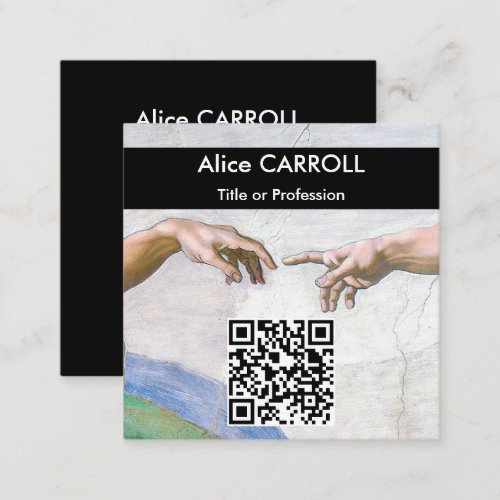 Michelangelo _ Creation of Adam _ QR Code Square Business Card