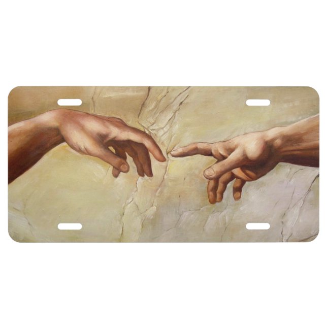 Michelangelo Creation of Adam Sistine Chapel License Plate (Front)