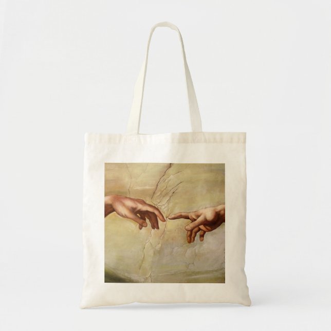 Michelangelo Creation of Adam Sistine Chapel Tote Bag (Front)