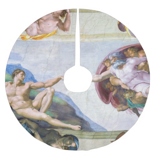 Michelangelo _ Creation of Adam Sistine Chapels Brushed Polyester Tree Skirt