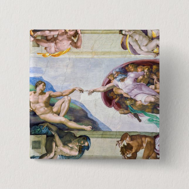 Michelangelo - Creation of Adam, Sistine Chapel's Button (Front)