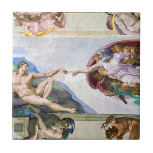 Michelangelo _ Creation of Adam Sistine Chapels Ceramic Tile