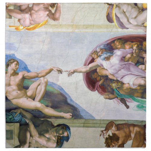 Michelangelo _ Creation of Adam Sistine Chapels Cloth Napkin