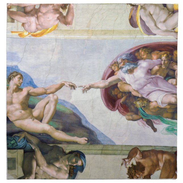 Michelangelo - Creation of Adam, Sistine Chapel's Cloth Napkin (Front)