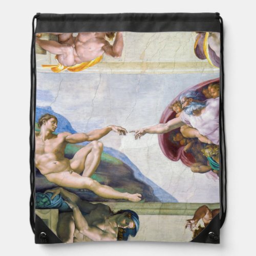 Michelangelo _ Creation of Adam Sistine Chapels Drawstring Bag