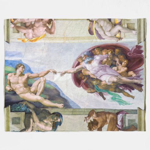 Michelangelo _ Creation of Adam Sistine Chapels Fleece Blanket