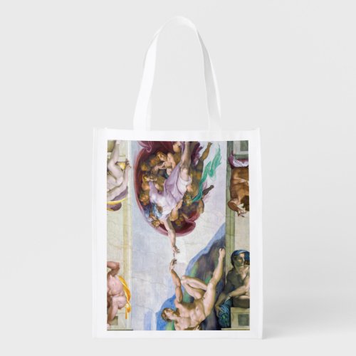 Michelangelo _ Creation of Adam Sistine Chapels Grocery Bag