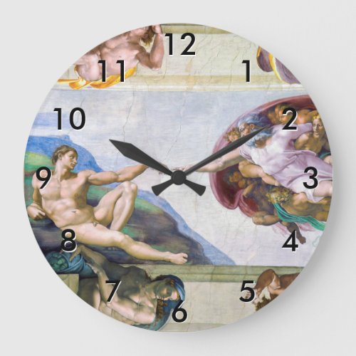 Michelangelo _ Creation of Adam Sistine Chapels Large Clock