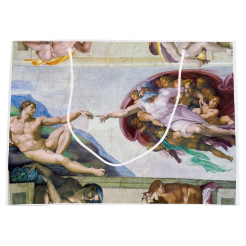 Michelangelo _ Creation of Adam Sistine Chapels Large Gift Bag