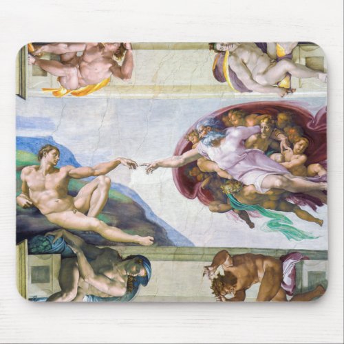 Michelangelo _ Creation of Adam Sistine Chapels Mouse Pad