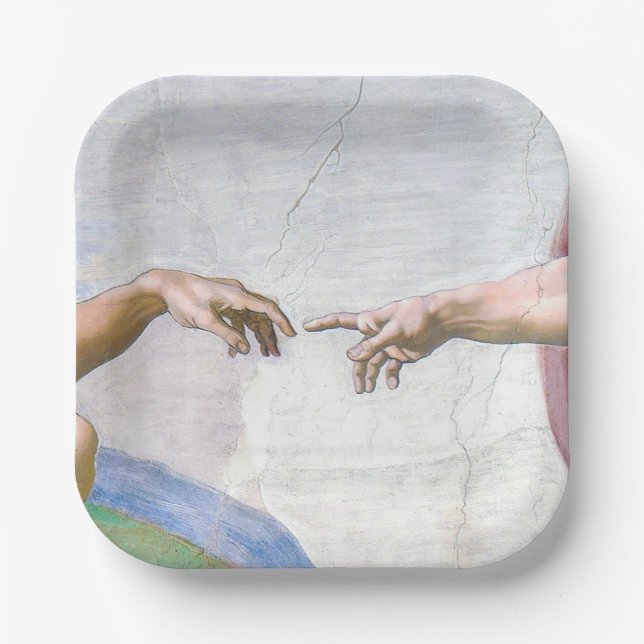 Michelangelo - Creation of Adam, Sistine Chapel's Paper Plates (Front)