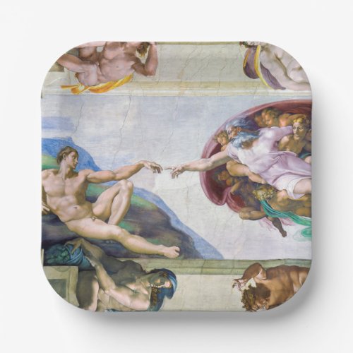 Michelangelo _ Creation of Adam Sistine Chapels Paper Plates