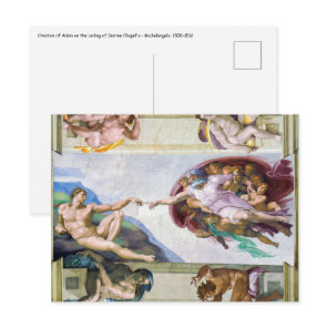 Michelangelo - Creation of Adam, Sistine Chapel's Postcard