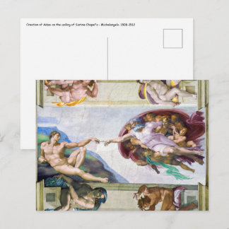 Michelangelo - Creation of Adam, Sistine Chapel's Postcard