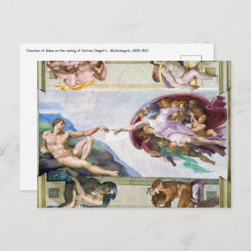 Michelangelo _ Creation of Adam Sistine Chapels Postcard