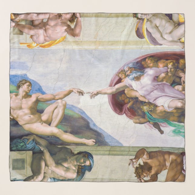 Michelangelo - Creation of Adam, Sistine Chapel's Scarf (Front (Horizontal))