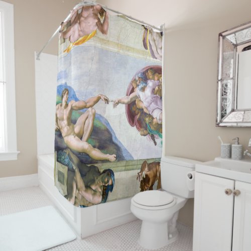 Michelangelo _ Creation of Adam Sistine Chapels Shower Curtain
