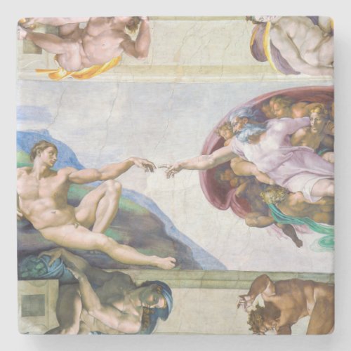 Michelangelo _ Creation of Adam Sistine Chapels Stone Coaster