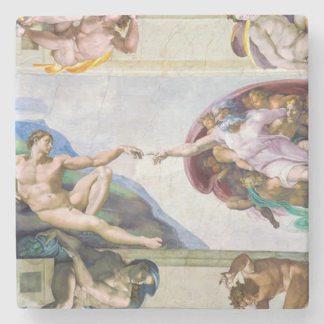 ロサンゼルス Michelangelo - Creation of Adam, Sistine Chapel's Stone Coaster