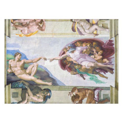 Michelangelo _ Creation of Adam Sistine Chapels Tablecloth