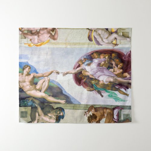 Michelangelo _ Creation of Adam Sistine Chapels Tapestry