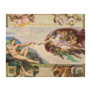 Michelangelo - Creation of Adam, Sistine Chapel's Wood Wall Art