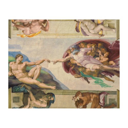 Michelangelo _ Creation of Adam Sistine Chapels Wood Wall Art