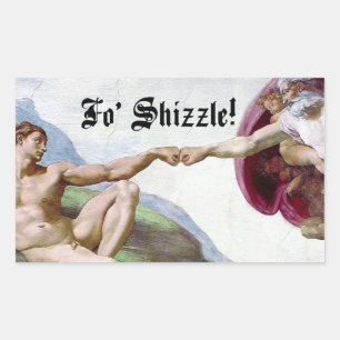 Michelangelo Creation Of Man Fist Bump Fo Shizzle Rectangular Sticker