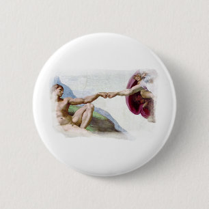 Michelangelo Creation Of Man - God Adam Fist Bump Button