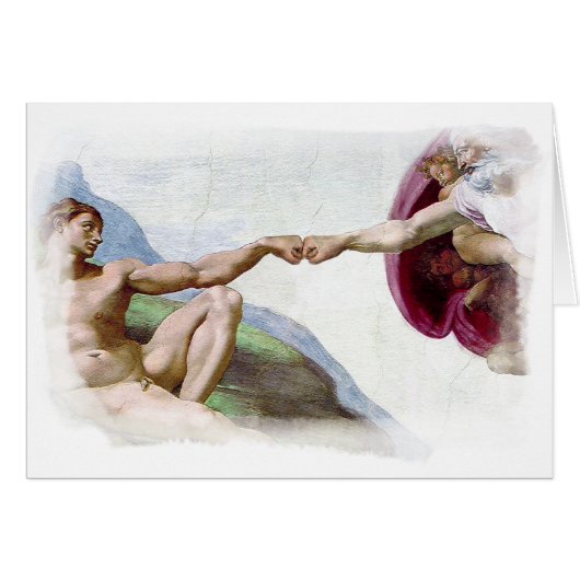 Michelangelo Creation Of Man - God Adam Fist Bump Cards (Front Horizontal)