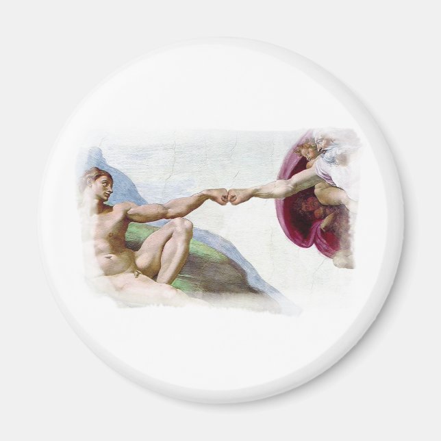 Michelangelo Creation Of Man - God Adam Fist Bump Magnet (Front)