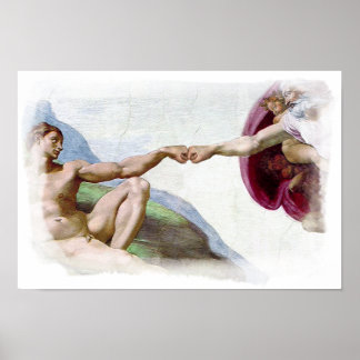 Michelangelo Creation Of Man - God Adam Fist Bump Poster