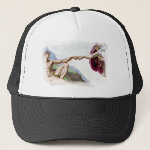 Michelangelo Creation Of Man - God Adam Fist Bump Trucker Hat