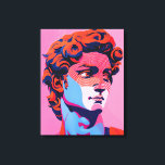 Michelangelo David Neon Pop Art Illustration Canvas Print<br><div class="desc">This striking vector illustration reimagines the iconic face of Michelangelo's David. Featuring strong outlines, bold colors, and pop culture influences, this high-resolution digital painting captures the detailed facial features with a sharp focus. The smooth gradients and vibrant color palette make this a standout piece of modern art.</div>