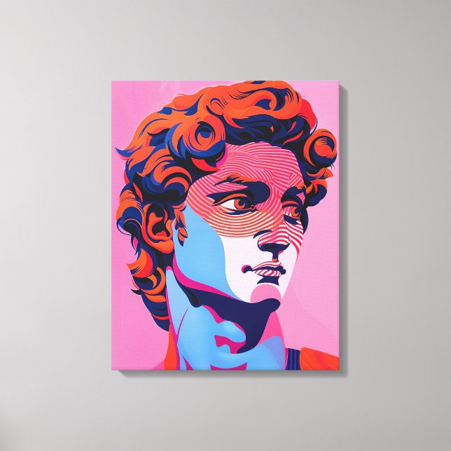 Michelangelo David Neon Pop Art Illustration Canvas Print (Front)
