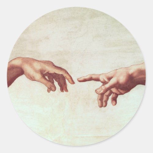 Michelangelo Hands Classic Round Sticker