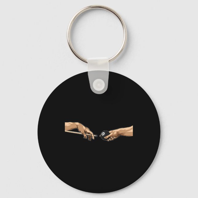 Michelangelo Hands Creation Of Adam Pool Billiards Keychain (Front)