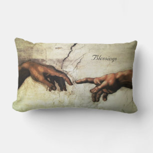 Michelangelo hands vintage art & calligraphy lumbar pillow