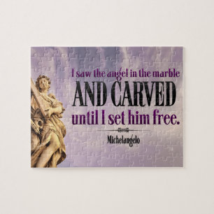 Michelangelo Inspirational Quote "Angel carved" Jigsaw Puzzle