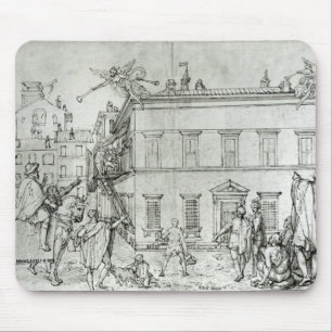 Michelangelo on horseback, visiting an artist mouse pad