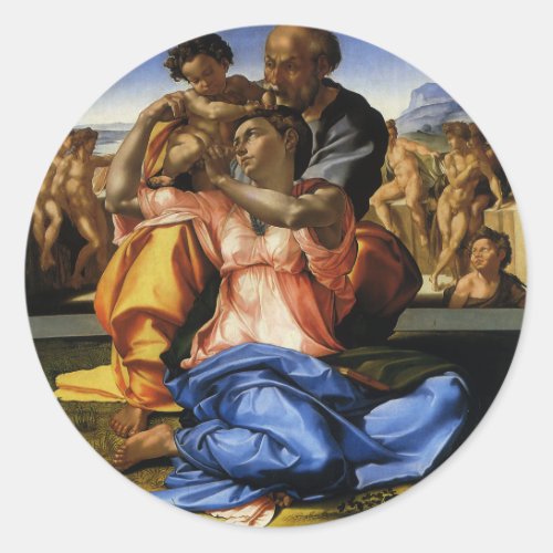 Michelangelo s Doni Tondo or Doni Madonna Classic Round Sticker