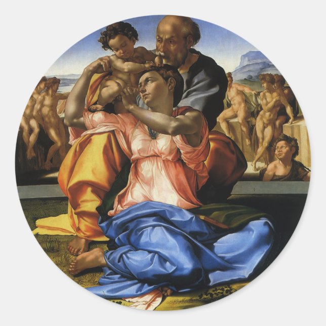 Michelangelo 's Doni Tondo or Doni Madonna Classic Round Sticker (Front)