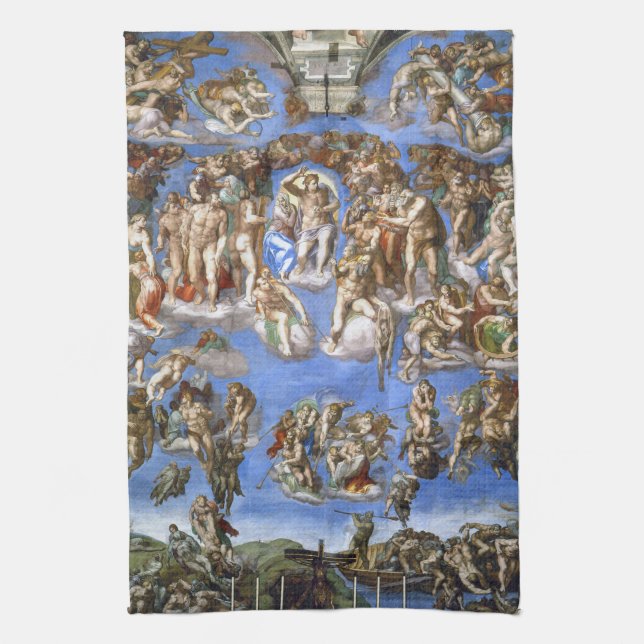 Michelangelo The Last Judgment Fine Art Print Kitchen Towel (Vertical)