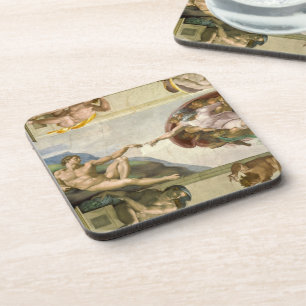 Michelangelo's Creation of Man (Creation of Adam) Beverage Coaster