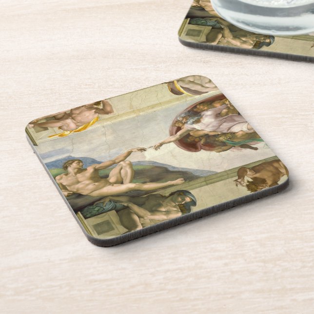 Michelangelo's Creation of Man (Creation of Adam) Beverage Coaster (Left Side)
