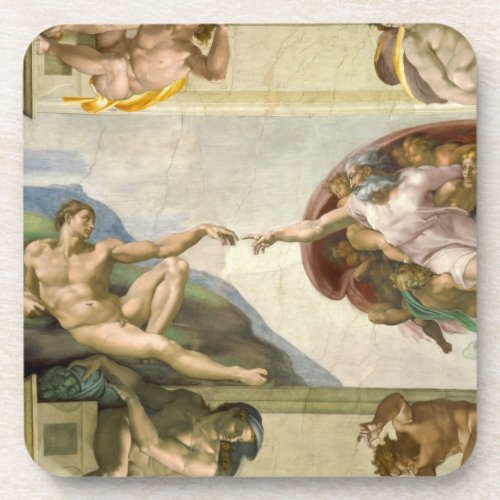 Michelangelos Creation of Man Creation of Adam Beverage Coaster